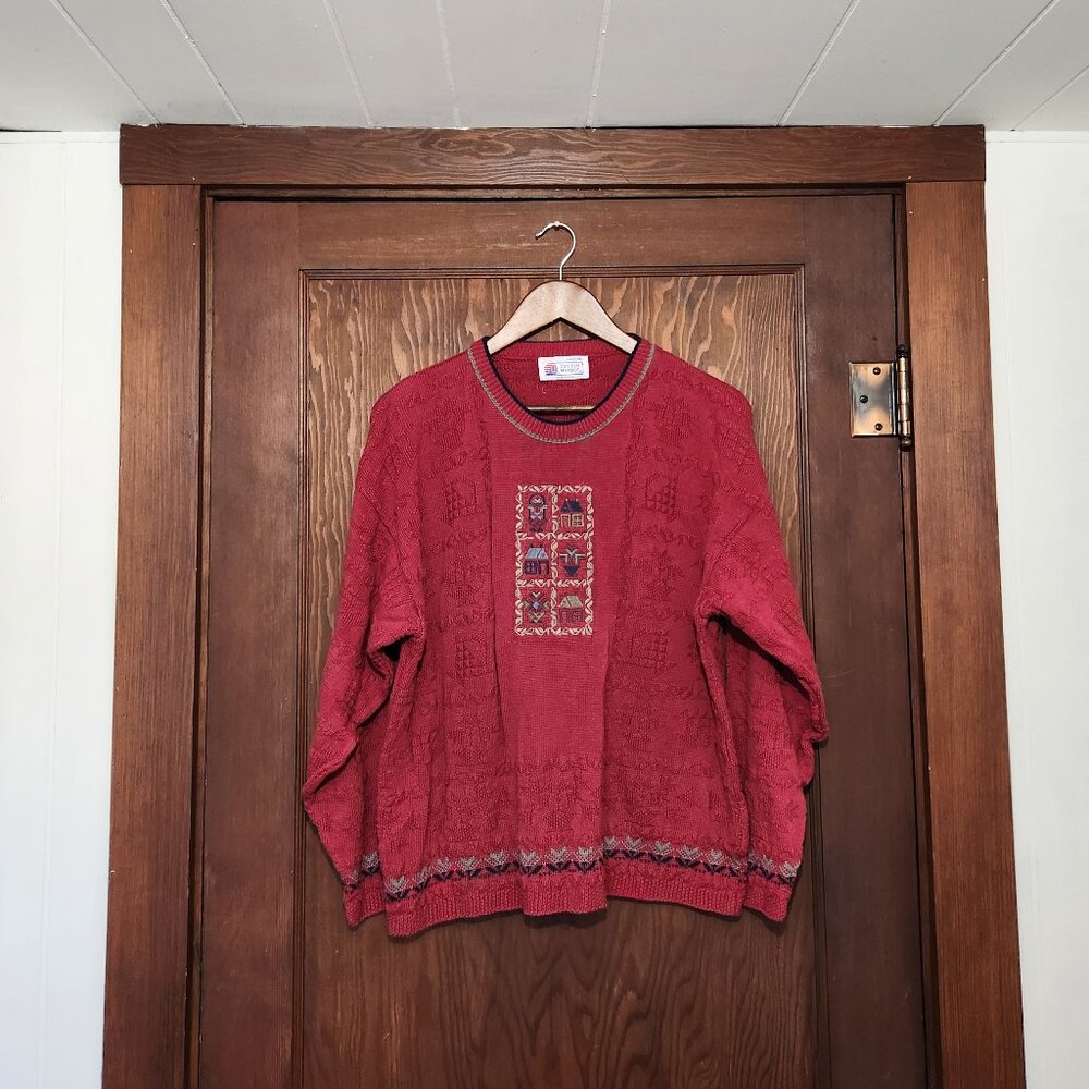 Cotton Harbor Cottagecore Red Sweater